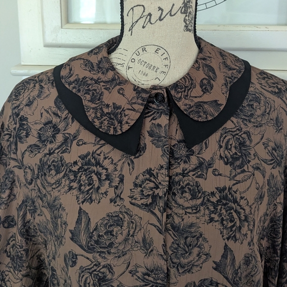 Vintage Floral Print Blouse With Peter Pan Collar - Picture 8 of 13